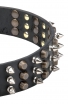 Cool Leather Collar with Columns of Spikes and Pyramids