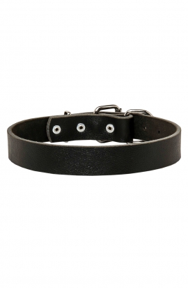 Wide Classical Smooth Leather Dog Collar