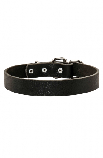 Wide Classical Smooth Leather Dog Collar