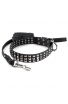 Leather Dog Collar Decorated with Pyramids and Braided Leather Leash with Stainless Steel Snap-hook