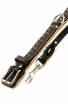 Set of Nappa Padded Collar with Silver-like Spikes and Braided Leather Leash with Stainless Steel Snap-hook