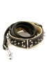 Set of Nappa Padded Collar with Silver-like Spikes and Braided Leather Leash with Stainless Steel Snap-hook