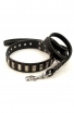 Elegant 1 1/2 inch Wide Leather Collar and Braided Leash with Stainless Steel Snap-hook. Save Money!