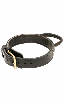 Agitation training Amstaff collar made of double leather