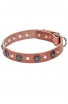 Leather Studded Dog Collar Decorated with Round Like-silver Plates with Antique Ornament Catalog   Products