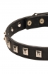 1 inch wide Leather Amstaff Collar with 1 Row Nickel Studs