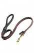 Braided Leather Dog Leash with Round Handle