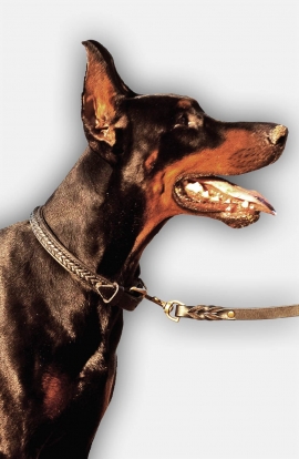 Stitched Leather Doberman Collar