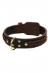 2 ply Leather English Bull Terrier Collar with Braids