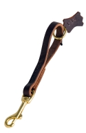 Classic Stitched Short Dog Leash with O-Ring on the Handle