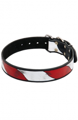 Pitbull Handpainted Leather Collar - American Pride