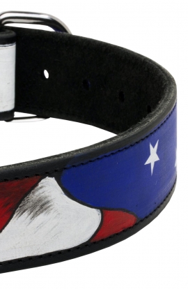 Bullmastiff Handpainted Leather Collar - American Pride
