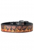 Hand Painted Leather Doberman Collar with Red Flame