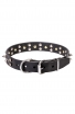 3 Rows Leather Dog Collar "Silver Star" with Nickel Spikes