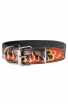 Hand Painted Leather Bulldog Collar with Red Flame