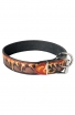 Hand Painted Leather Bulldog Collar with Red Flame