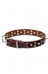 3 Rows Leather Dog Collar "Silver Star" with Nickel Spikes