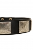 German Shepherd Leather Dog Collar with Vintage Nickel Plates