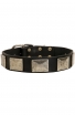 Boxer Leather Dog Collar with Vintage Nickel Plates