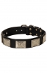 Boxer Leather Dog Collar with Vintage Nickel Plates