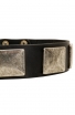 Leather Shar Pei Collar Decorated with Vintage Nickel Plates