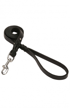 3/4 inch Wide Braided Leather Leash with Stainless Steel Snap Hook