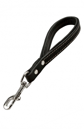 Short Dog Lead with Black Nappa Padded Handle and Stainless Steel Snap Hook