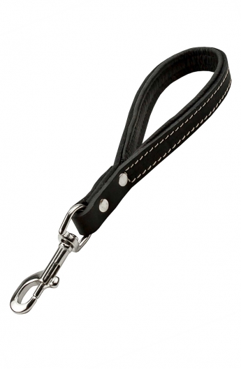 Short Dog Lead with Black Nappa Padded Handle and Stainless Steel Snap Hook