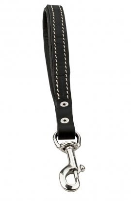 Short Dog Lead with Black Nappa Padded Handle and Stainless Steel Snap Hook