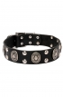 Strong Leather Dog Collar with Massive Plates and Studs