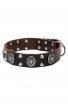 Strong Leather Dog Collar with Massive Plates and Studs