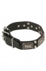 Buy Fashion Leather Rottweiler Collar with Large Plates and Pyramids