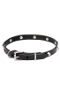 Narrow Leather Dog Collar with 1 Row Nickel Pyramids