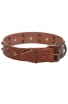 Decorated Dog Collar with Old Brass Dotted Square Studs and Pyramids