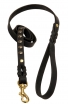 Decorated Leather Dog Leash with Studs and Braids