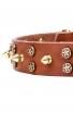 Spiked Leather Dog Collar with 3 Rows of Brass Spikes