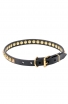 Artisan Leather Dog Collar with 1 Row Brass Studs - Golden Snake