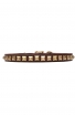 Artisan Leather Dog Collar with 1 Row Brass Studs - Golden Snake