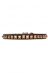 Artisan Leather Dog Collar with 1 Row Brass Studs - Golden Snake