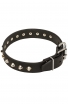 Studded Leather Dog Collar with Nickel-Plated Pyramids