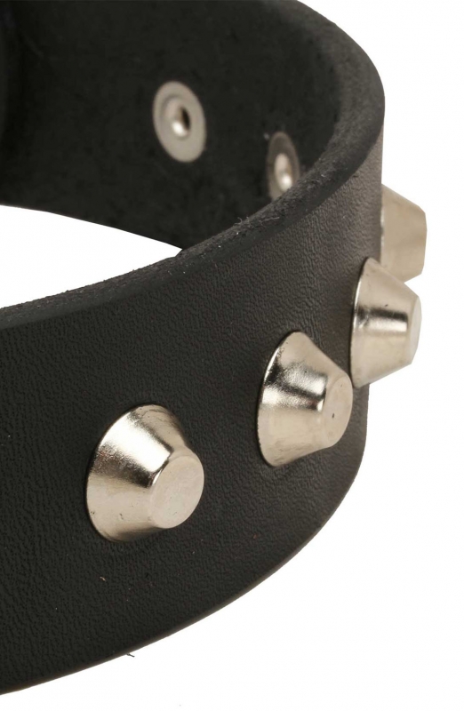 Black Leather Belt - 3 Row Nickel Pyramid Studs & Chains