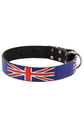 Hand-Painted Leather Dog Collar - United Kingdom Pride