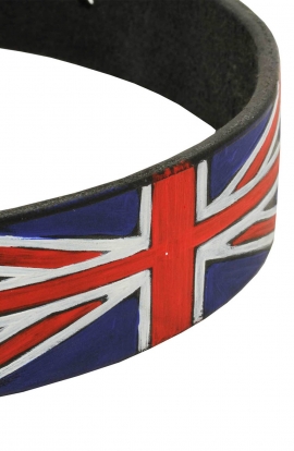 Hand-Painted Leather Dog Collar - United Kingdom Pride