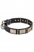 Spiked Dog Collar with Old Nickel Massive Plates