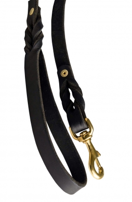 Extra Strong Braided Leather Leash with Brass Snap Hook