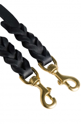 Braided Leather Coupler for Walking Two Dogs