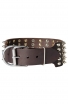 Super Leather Dog Collar with 5 Rows of Spikes and Pyramids