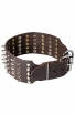 Super Leather Dog Collar with 5 Rows of Spikes and Pyramids