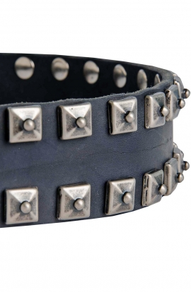 Fancy Studded Leather Dog Collar with Small Nickel Studs