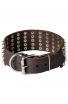 3 inch Wide Spiked Leather Dog Collar with 5 Rows of Studs